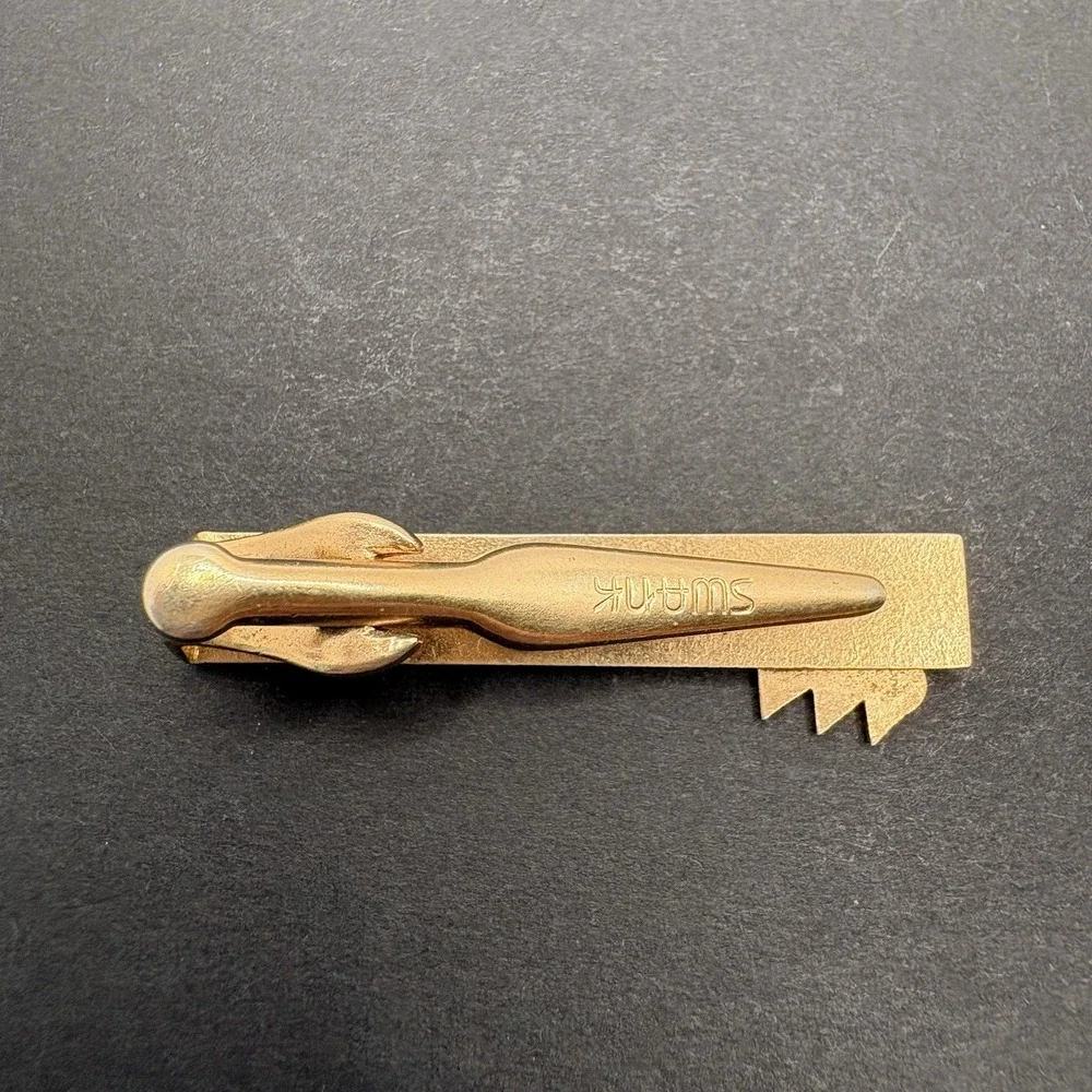 Vintage Swank Musical Notes Tie Clip Gold Tone Minimalist